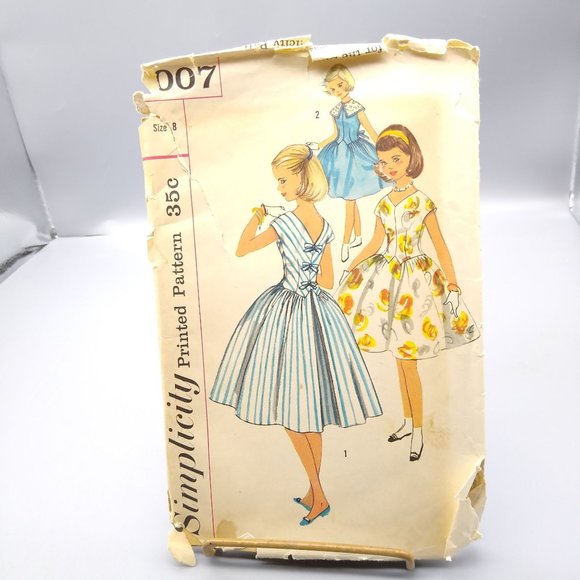 Vintage Sewing PATTERN Simplicity 2007, Girls 1957 One Piece Party Dress, Child - Picture 1 of 2